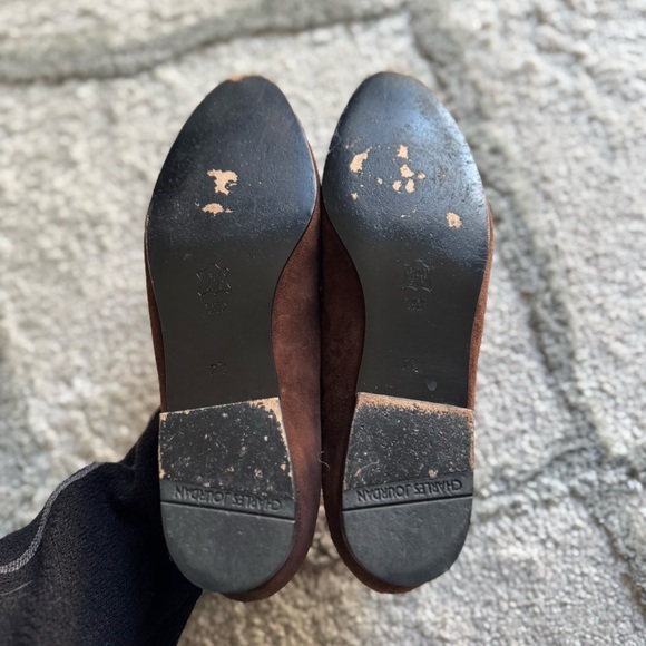 Charles Jourdan chocolate brown loafers suede leather slip on 7.5 - Picture 7 of 12